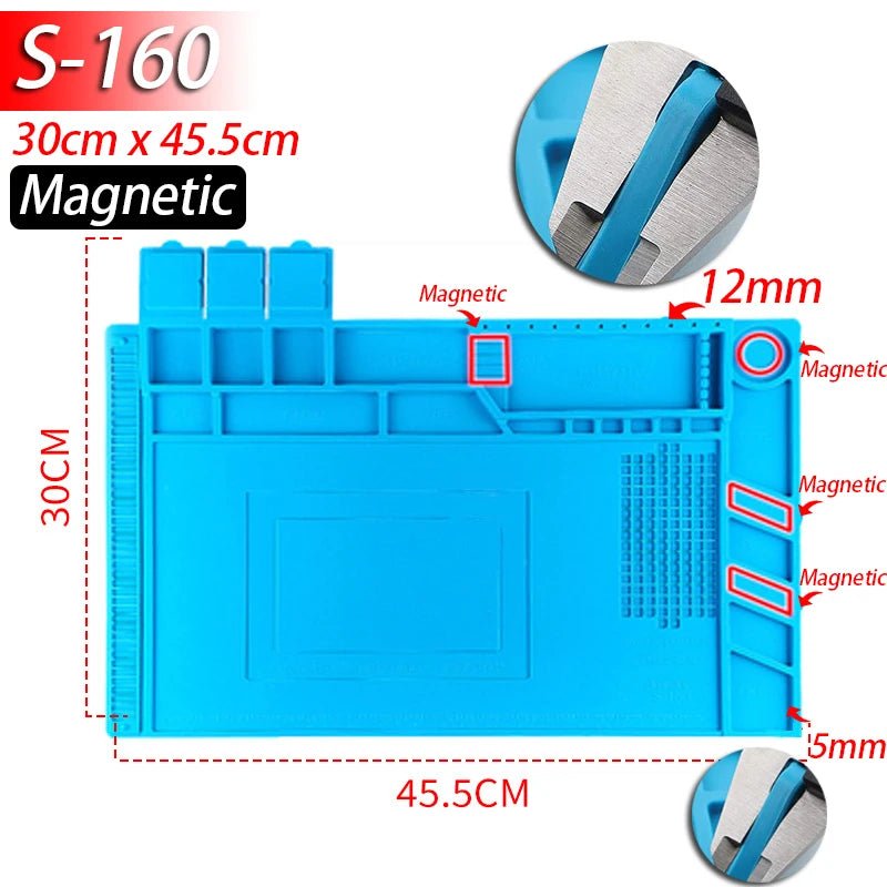 Soldering Station Mat Silicone Work Mat Heat Resistant 932°F Anti-Static Magnetic Mat for Electronic Phone Laptop Watch Repair by Reinvent Yourself