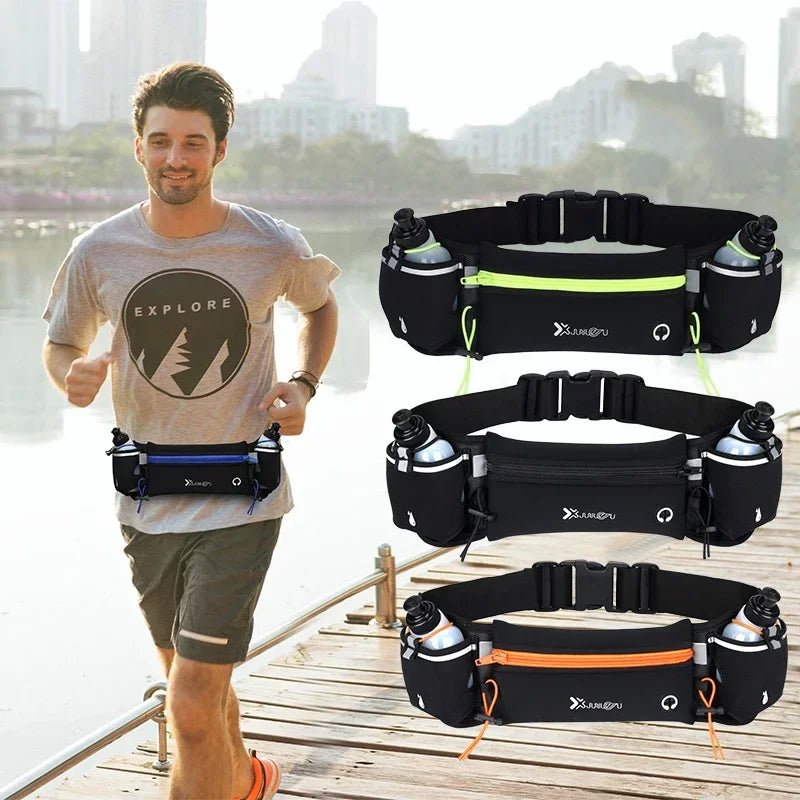 Trail Running Waist Pack For Man/Woman Marathon Phone Water Bottle Sports Fanny Pack Fitness Dual Pocket Running Belt Waist Bag by Reinvent Yourself