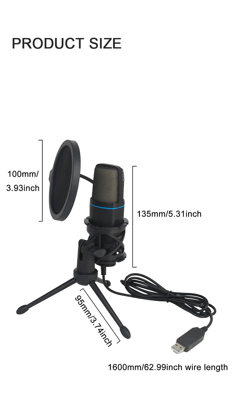 USB Microphone RGB Microfone Condensador Wire Gaming Mic for Podcast Recording Studio Streaming Laptop Desktop PC by Reinvent Yourself