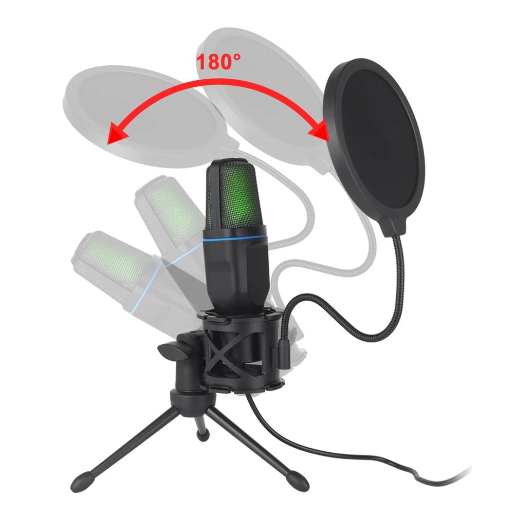USB Microphone RGB Microfone Condensador Wire Gaming Mic for Podcast Recording Studio Streaming Laptop Desktop PC by Reinvent Yourself