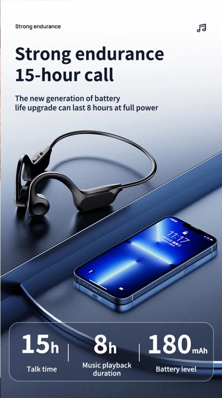 X7 Wireless Bluetooth Earphones, Sports-Style Air-Conducting LED Battery Display, Memory Card Insertion Support by Reinvent Yourself